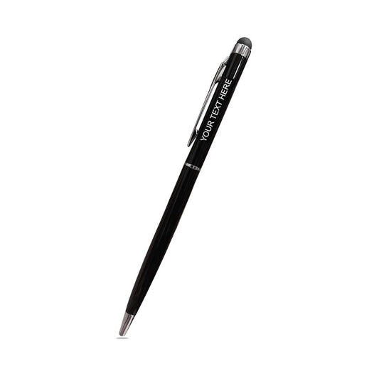 Customised Your Name Ballpoint Stylus Pen with Soft Rubber Touch Screens Custom Logo for Mobile Phone Ball Point (Silver Black)