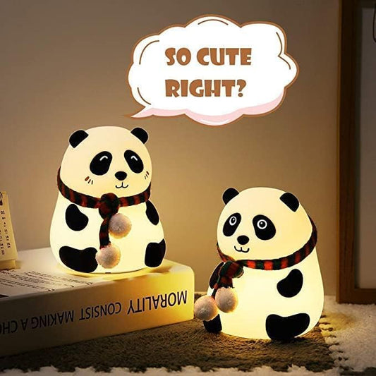 Touch Panda Lamp, Cute Kids Night Light, Rechargeable, BPA-Free Silicone, 7 Color Lights