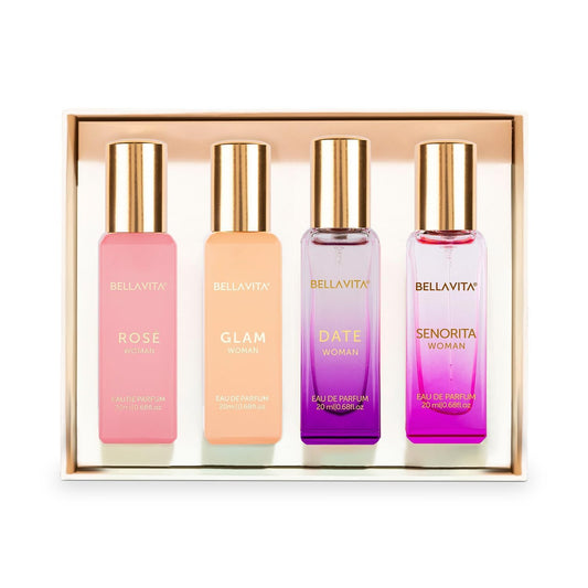 Bella Vita Luxury Woman | Long Lasting Eau De Parfum Gift Set 4x20 ml Perfume for Women | with Date, Senorita, Glam, Rose | Floral, Fruity Premium Fragrance...