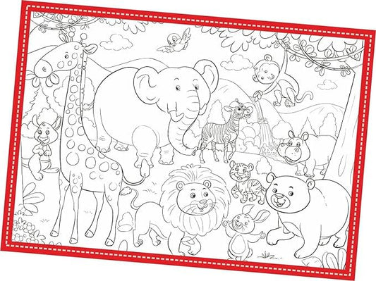 3in1 Colouring MAT for Kids Reusable and Washable 3 Jumbo Size Big MATS (40 * 28inches) and 12 Sketch Pen for Colouring,Learning and Educational Doodle Mat for 3+ Age for Kids