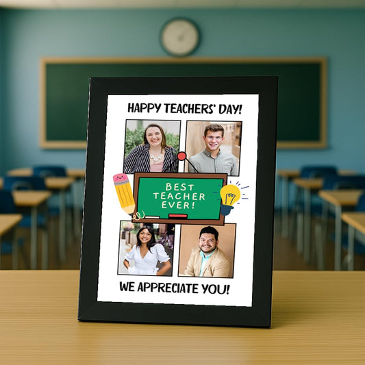 Custom Black Photo Frame for Teacher’s Day – Personalized Multi-Photo Gift for Teachers (A5 Size)