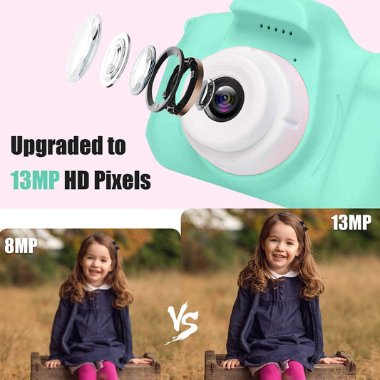 Kids 32GB Camera for Girls & Boys, 13MP 1080P HD Digital Video, Selfie Camera Toy for Toddlers, Multicolor - Ages 3-10
