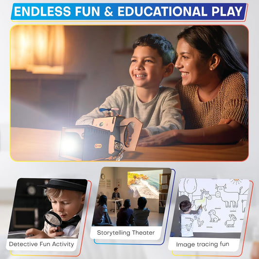 Crank Generator & Projector Kit for Kids | 20-in-1 STEM Toy Science DIY Kit | USB Powered, No Battery | Build & Explore Electricity, Optics, Art, & Projections | Age 8+ | Home & School STEM Fun