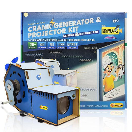 Crank Generator & Projector Kit for Kids | 20-in-1 STEM Toy Science DIY Kit | USB Powered, No Battery | Build & Explore Electricity, Optics, Art, & Projections | Age 8+ | Home & School STEM Fun