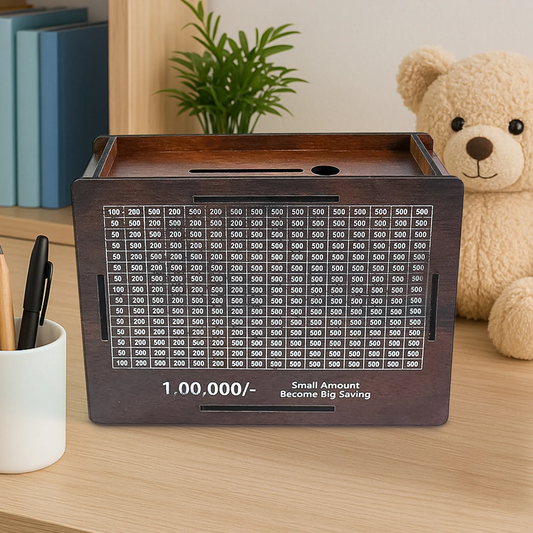 Wooden Money Bank | Saving Bank 1 Lakh Ruppees