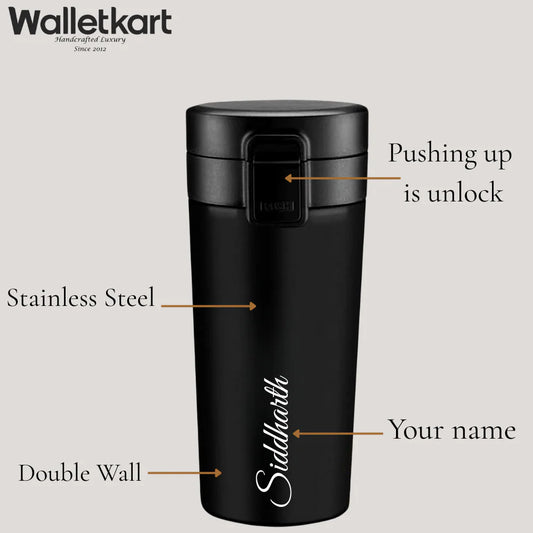 Personalized Vacuum Insulated Stainless Steel Coffee Travel Mug | Black