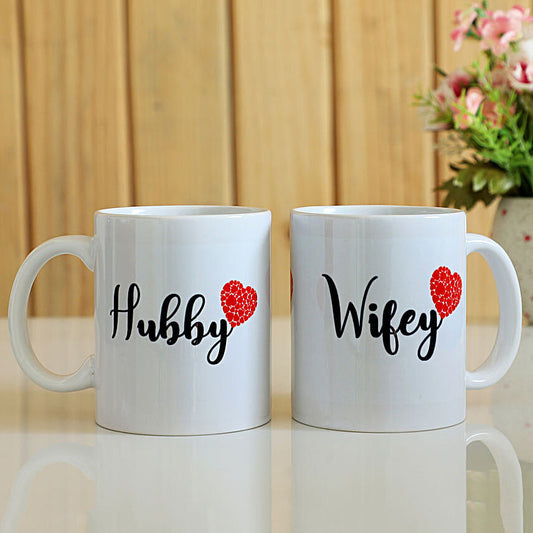 HUBBY WIFEY CUSTOMISED COUPLE MUG | MUGS COUPLE | WEDDING BEST GIFT | ANNIVERSARY GIFT