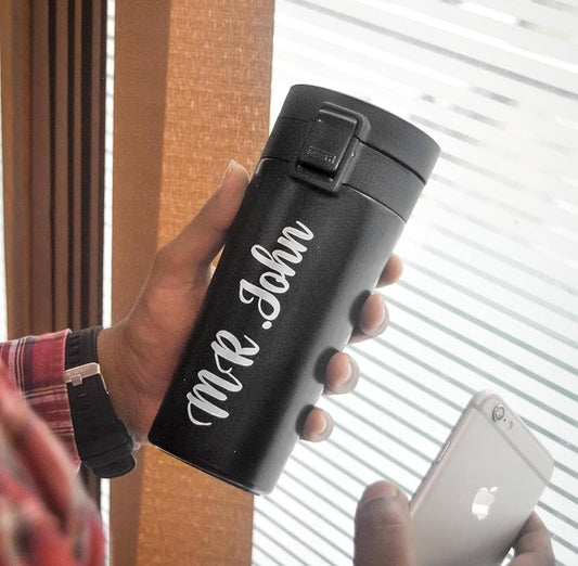 Personalized Vacuum Insulated Stainless Steel Coffee Travel Mug | Black
