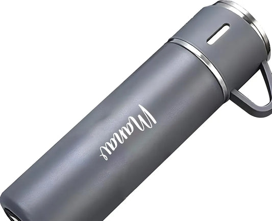 Personalised Stainless Steel Water Bottle Vacuum Flask Set with 3 Cups 500ml - Personalised Perfect Gifting for Gifts |