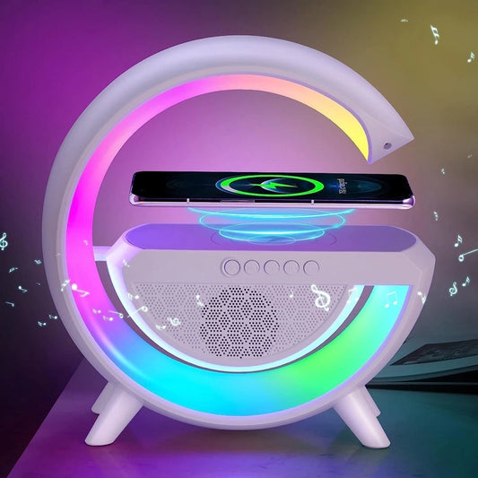 G speaker 3-in-1 Multi-Function LED Night Lamp with Bluetooth Speaker, Wireless Charging, for Bedroom for Music, Party and Mood Lighting - Perfect Gift for All Occasions Bluetooth speaker (Media Play