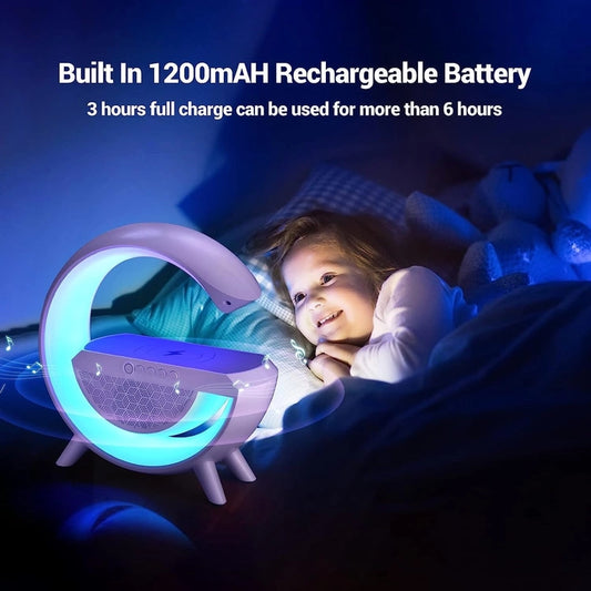 G speaker 3-in-1 Multi-Function LED Night Lamp with Bluetooth Speaker, Wireless Charging, for Bedroom for Music, Party and Mood Lighting - Perfect Gift for All Occasions Bluetooth speaker (Media Play