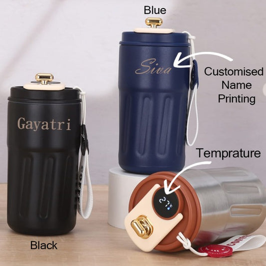 personalised Coffee mug with temprature | hot n cold | stainless steel | best for gym